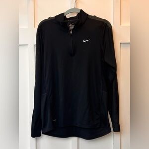 Nike Womens Dri-Fit Long Sleeve Running Top Size Medium Black Stretch FLAW READ
